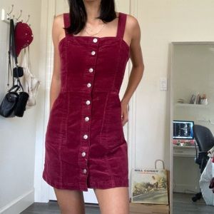 H&M Burgundy Corduroy Button Dress